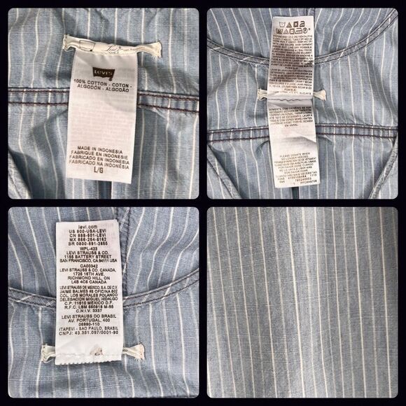 Levi’s blue conductor pinstripe 100% cotton denim romper - Picture 5 of 7